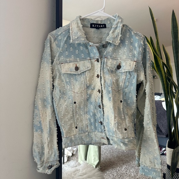 distressed denim jacket - Picture 1 of 5